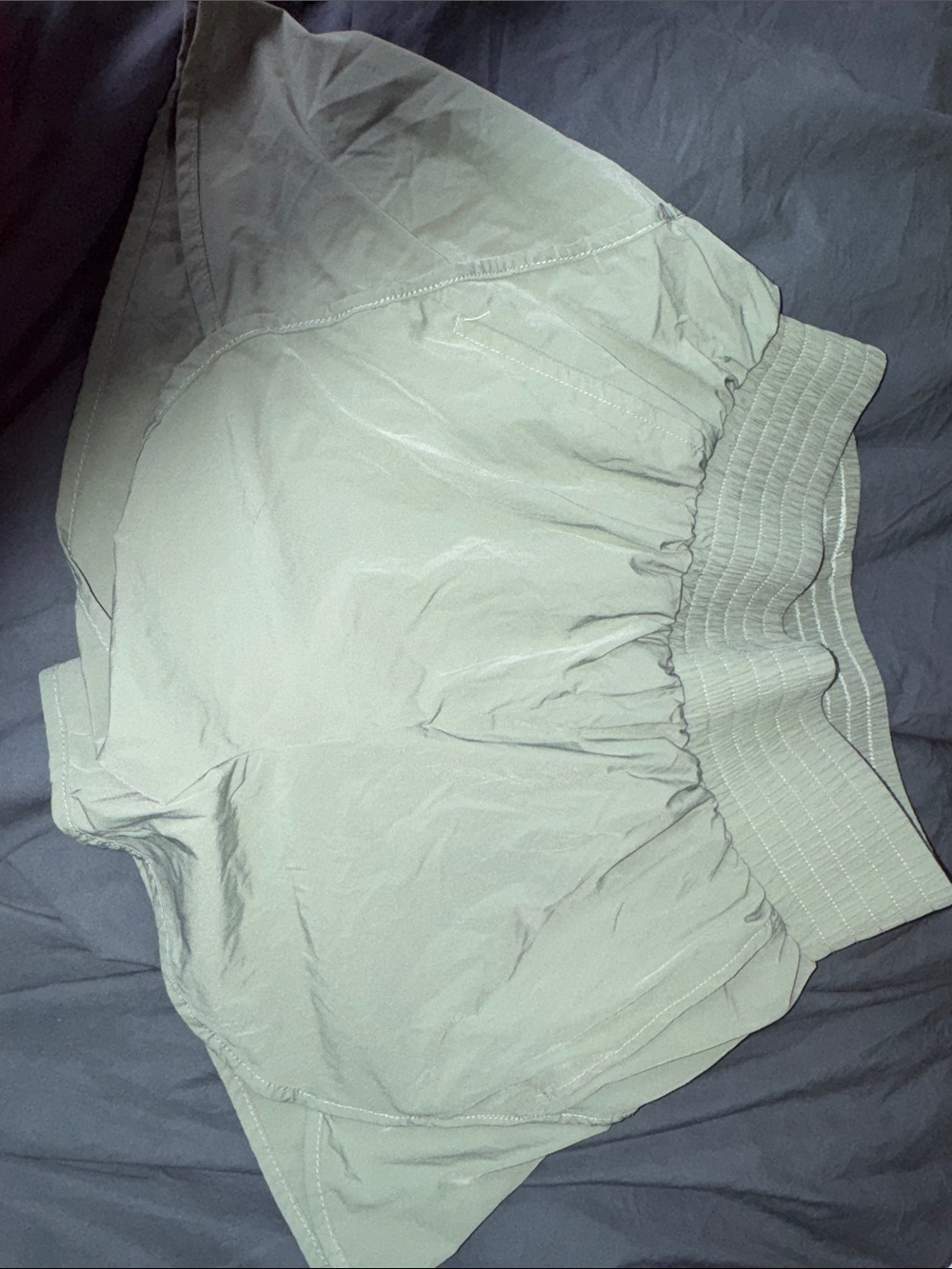 High-Waist Sage Athletic Shorts with Smocked Elastic Band